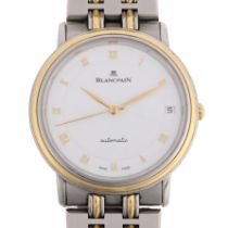 BLANCPAIN - a bi-metal Villeret Ultra Slim automatic calendar bracelet watch, ref. 0095-1318,