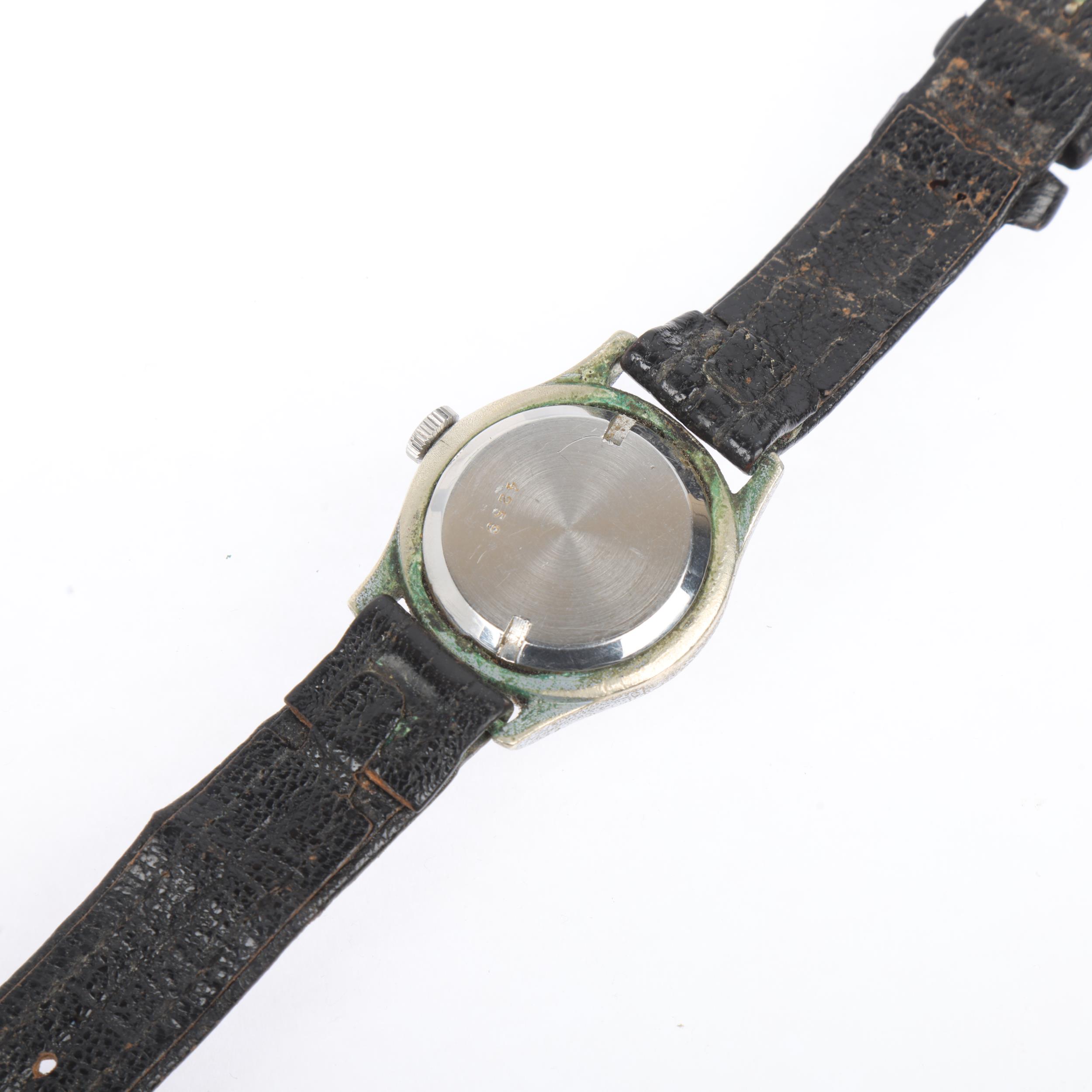 OLMA - a Second World War Period nickel plated pilot's mechanical wristwatch, circa 1940s, black - Image 4 of 5
