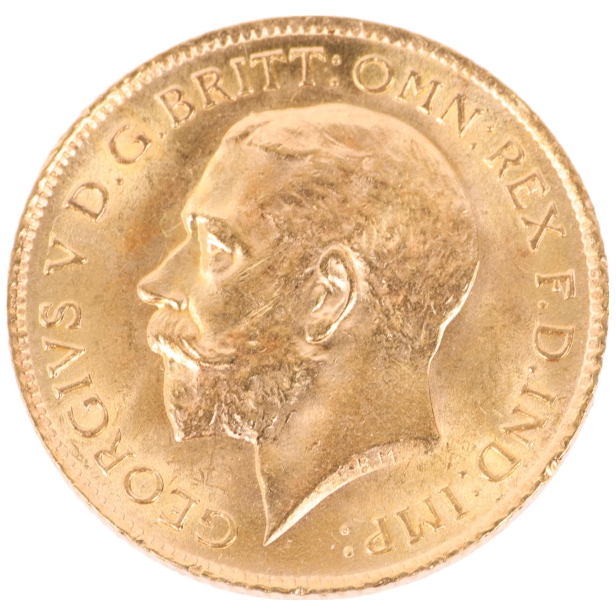 A George V 1914 gold half sovereign coin, 3.9g Condition Report: No damage, general wear to high - Image 2 of 4
