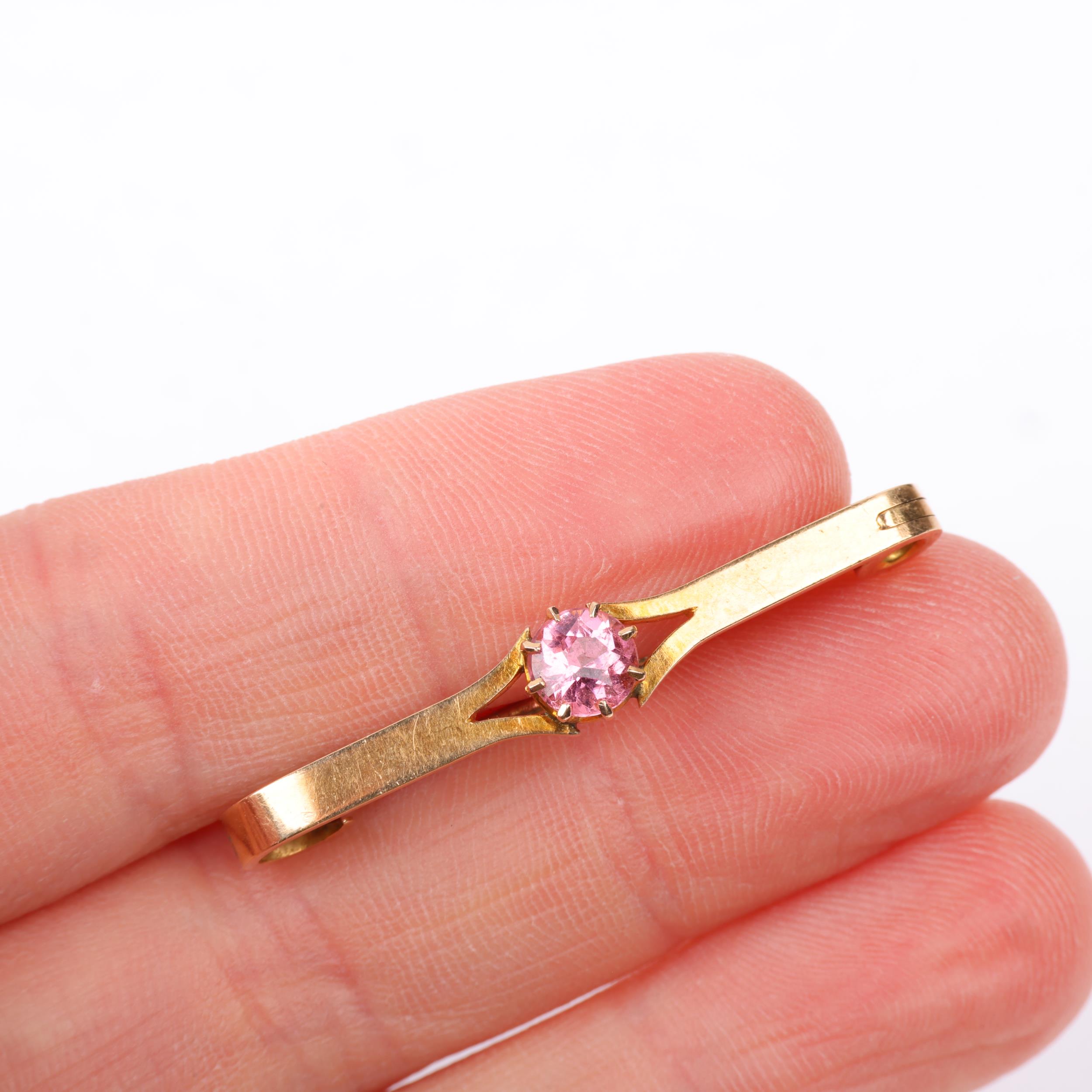 An Antique 15ct gold pink tourmaline openwork bar brooch, circa 1900, tourmaline measures approx 5. - Image 4 of 4