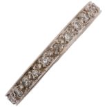 An Art Deco 18ct white gold diamond full eternity band ring, millegrain set with eight-cut