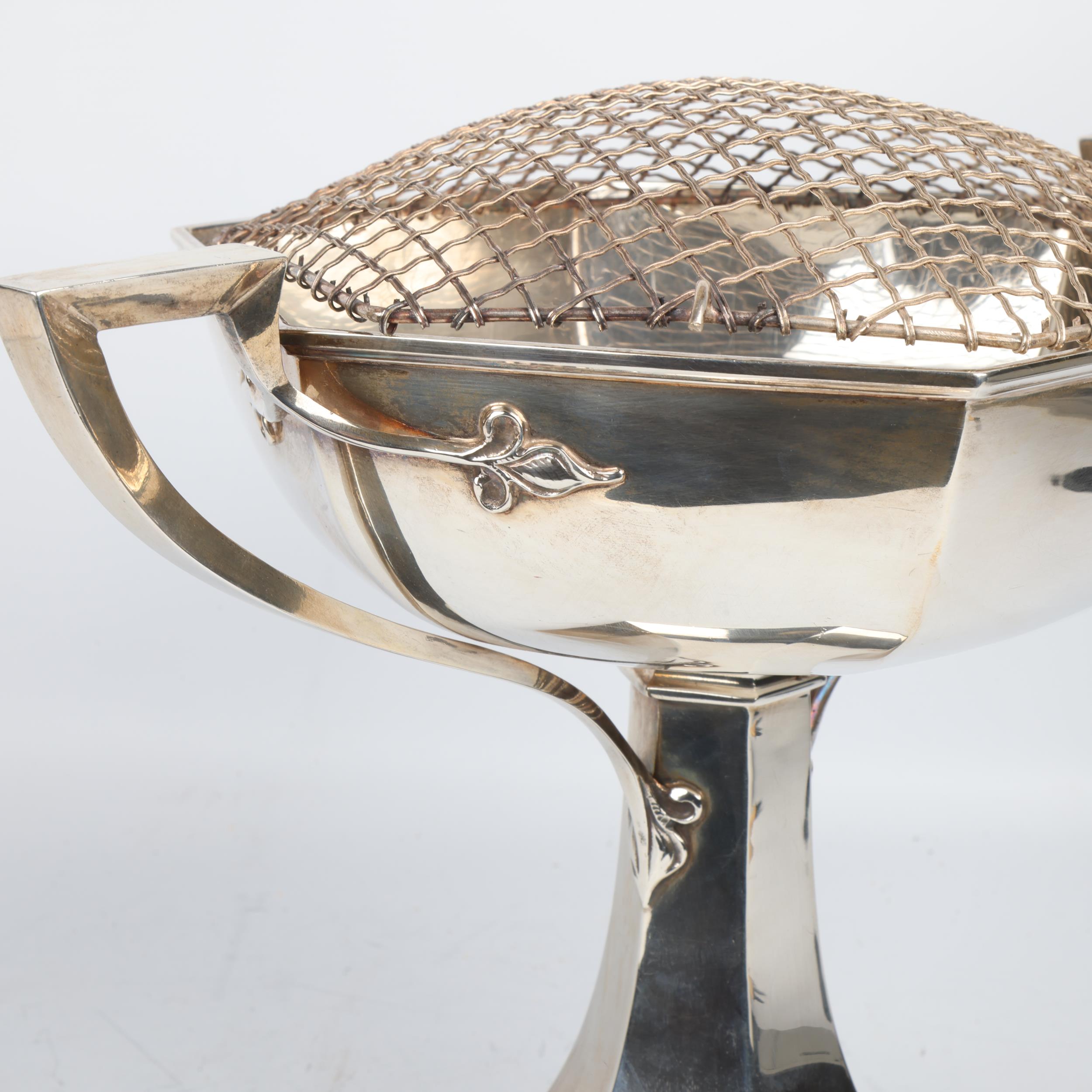 A large Art Nouveau George V silver 2-handled pedestal trophy cup, Walker & Hall, Sheffield 1913, - Image 3 of 3