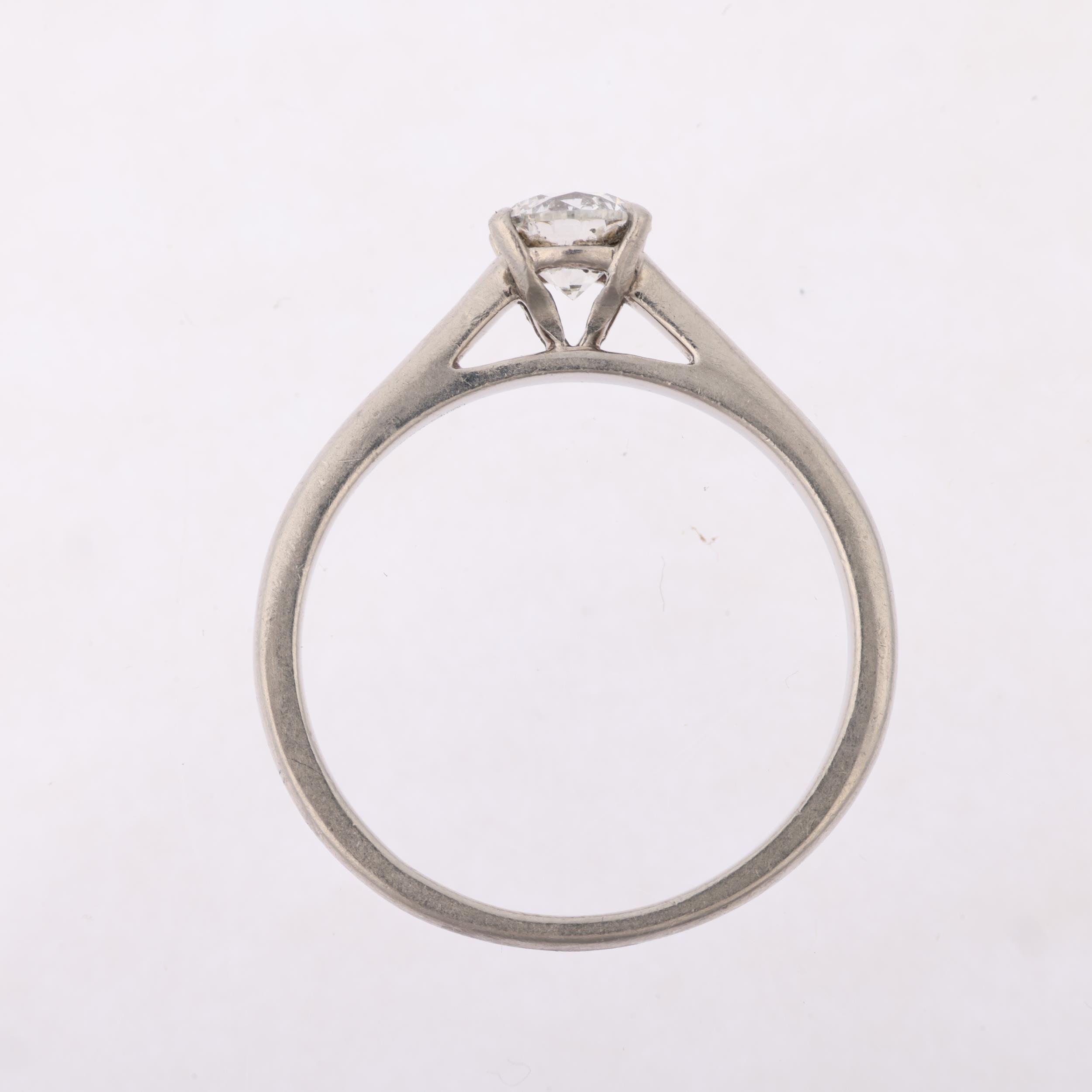 A modern platinum 0.5ct solitaire diamond ring, claw set with modern round brilliant-cut diamond, - Image 3 of 4