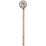 An early 20th century 0.25ct solitaire diamond stickpin, colour approx L/M, clarity approx I1/I2,