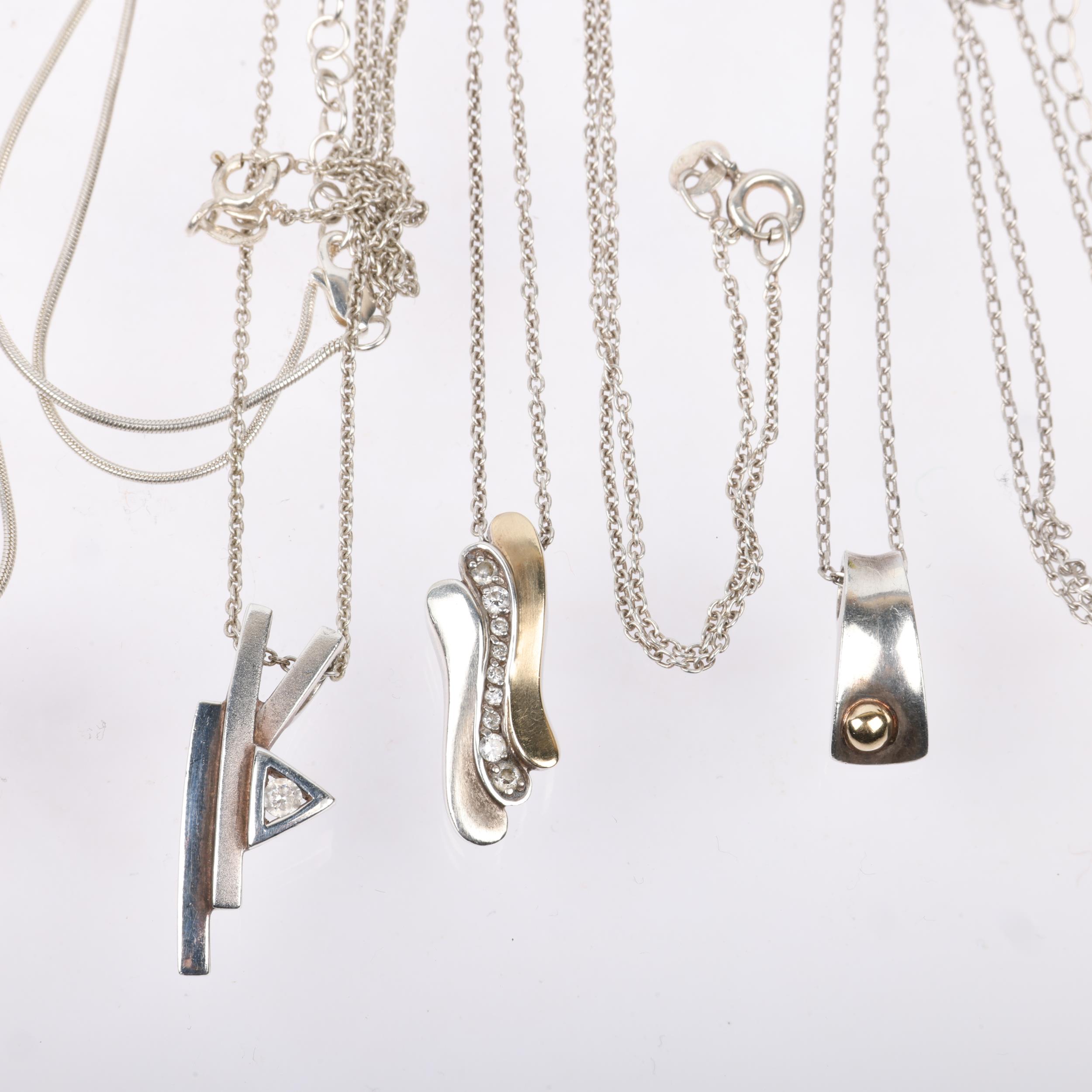 5 Danish silver pendant necklaces, makers include Scrouples, largest pendant 26.4mm, 25.9g total (5) - Image 2 of 3