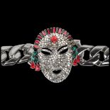 BUTLER & WILSON - a large Vintage rhinestone Masquerade face bracelet, setting height 60.8mm, 22cm