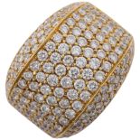 DEFRED - a large modern 18ct gold pave diamond band ring, set with modern round brilliant-cut