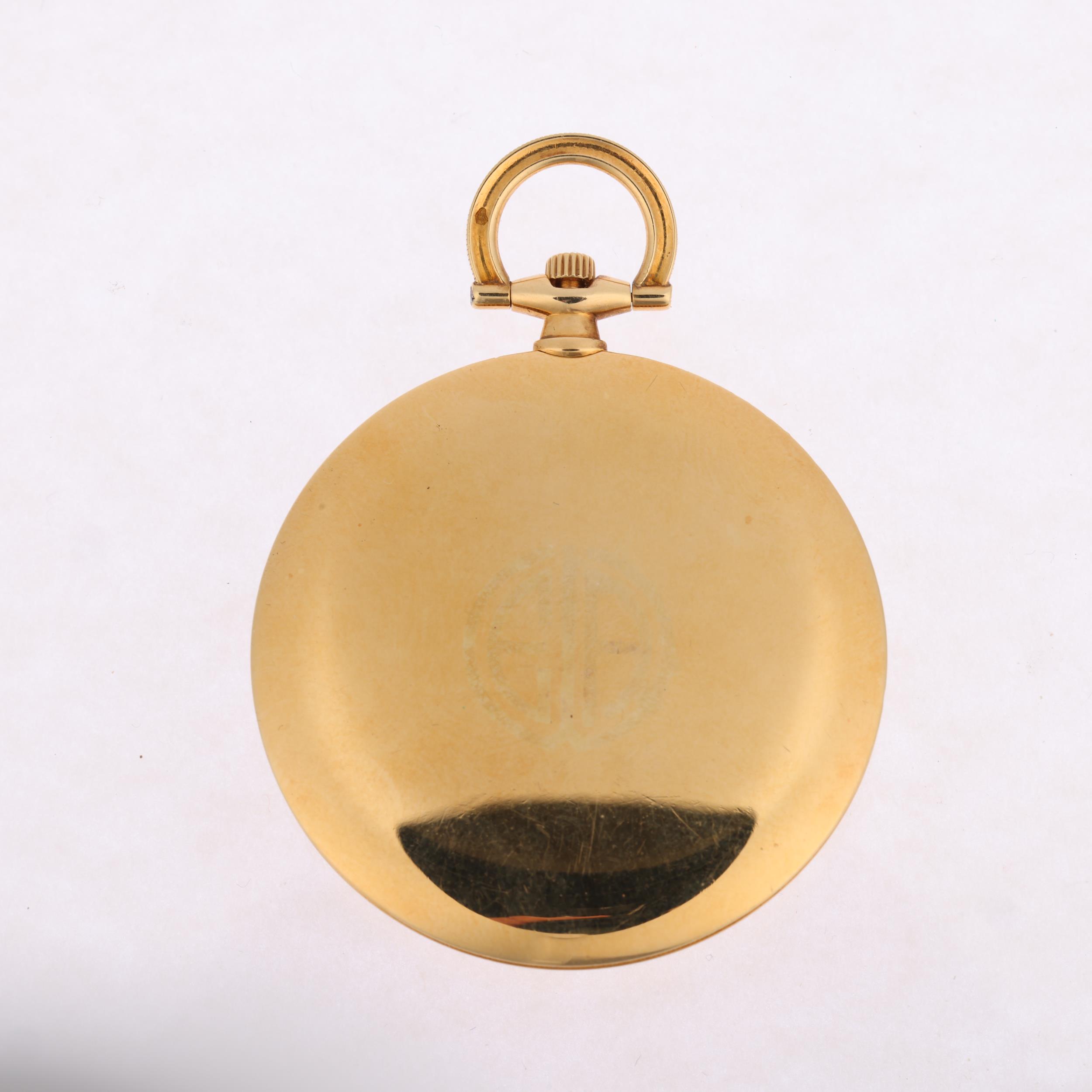 CARTIER - a French Art Deco 18ct gold slimline open-face keyless pocket watch, silvered engine - Image 2 of 5