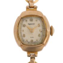 ROTARY - a lady's 9ct gold mechanical wristwatch, circa 1960s, silvered dial with gilt eighthly