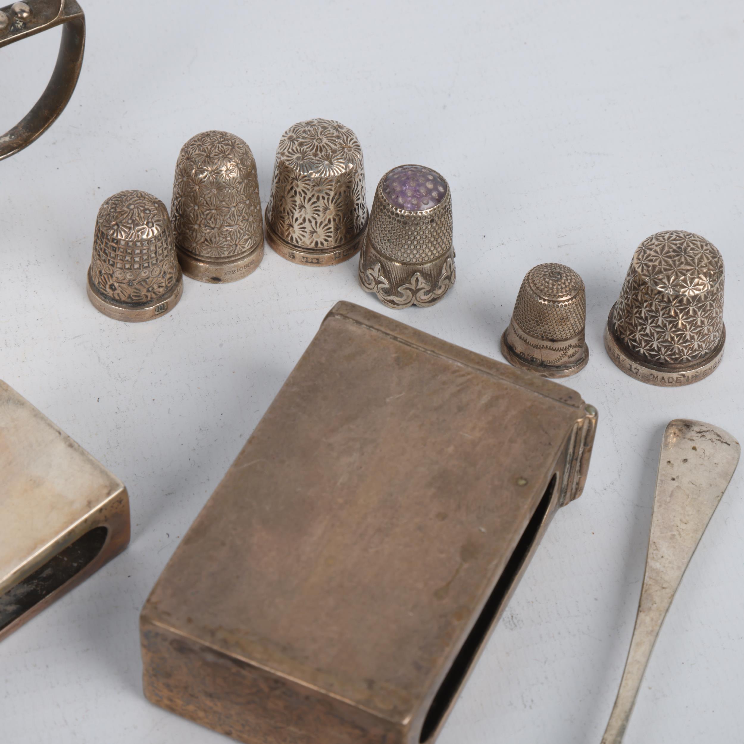 Various silver, including Antique Albert chain necklace, mustard pot, sovereign case, matchbox - Image 2 of 3