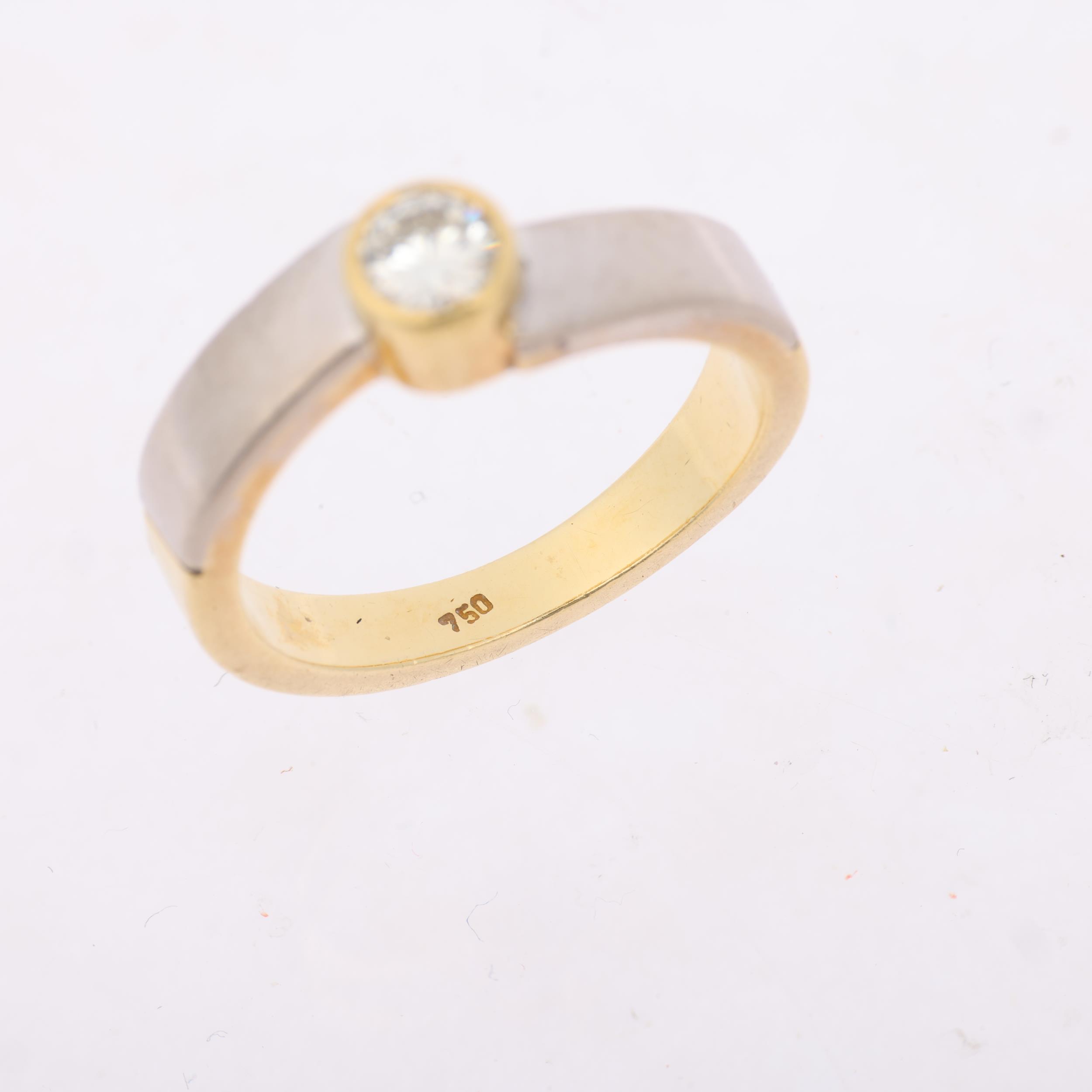 A Continental 18ct two-colour gold 0.25ct solitaire diamond ring, setting height 6.3mm, size L, 5.7g - Image 3 of 4