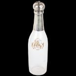 An unusual Antique French silver-mounted glass 'Champagne Bottle' decanter, Paris, circa 1900,