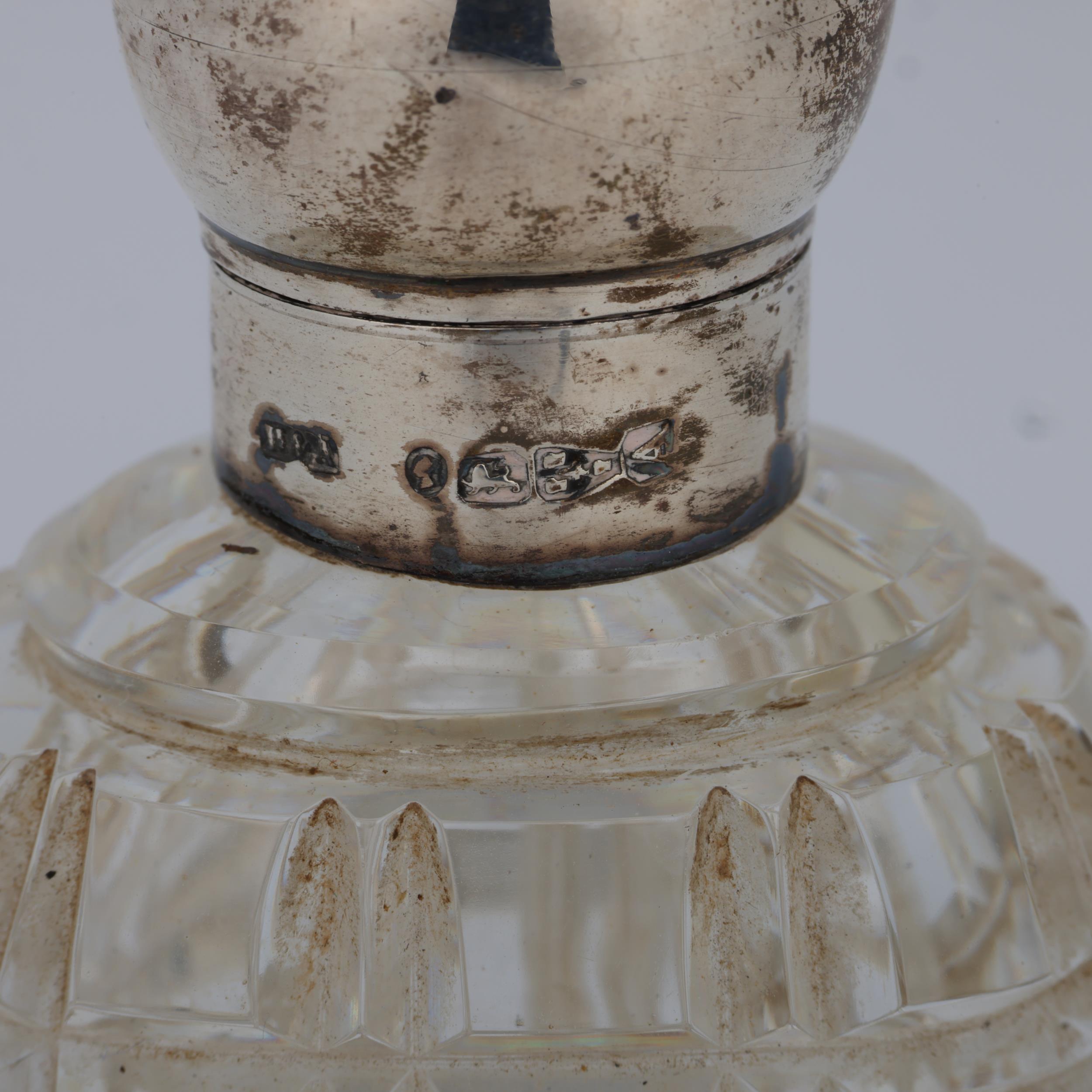 A Victorian silver-mounted glass 'Grenade' pocket scent bottle, Horton & Allday, Chester 1884, 8cm - Image 2 of 3