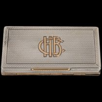 An Art Deco George V novelty silver and gold inlaid 'Trick' dual opening Vesta case, Alfred Clark,