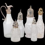 6 Antique glass jars, including 2 George III silver-mounted examples, largest 19cm (6) Condition