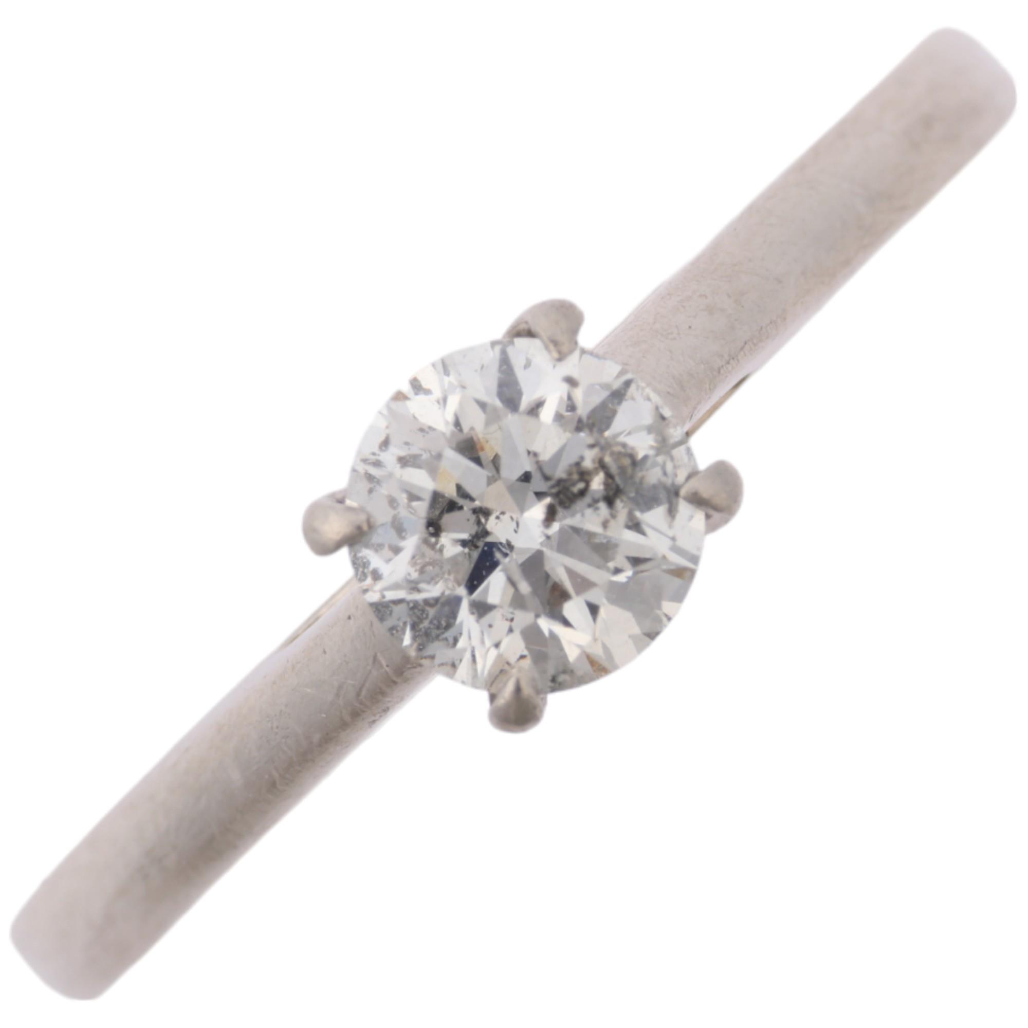 A modern platinum 0.5ct solitaire diamond ring, claw set with modern round brilliant-cut diamond,