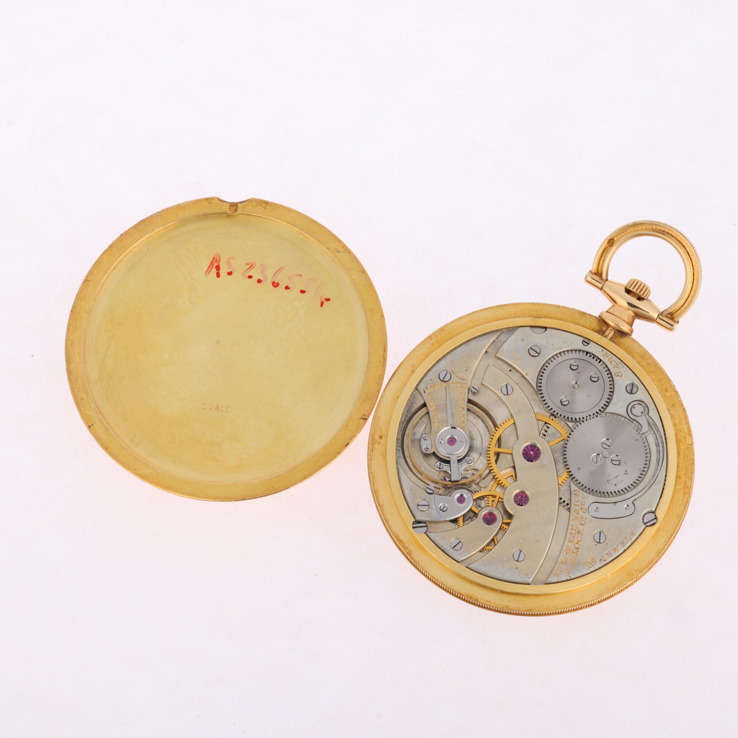 CARTIER - a French Art Deco 18ct gold slimline open-face keyless pocket watch, silvered engine - Image 3 of 5