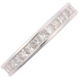 An 18ct white gold diamond full eternity band ring, maker SG, channel set with Princess-cut