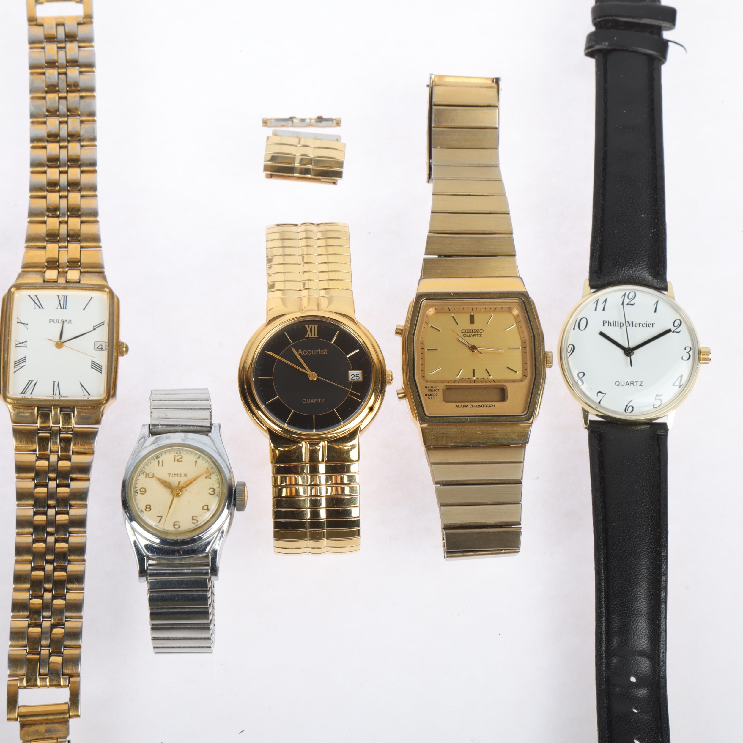 Various wristwatches, including Seiko quartz alarm chronograph, Accurist, Pulsar, etc Condition - Image 2 of 5