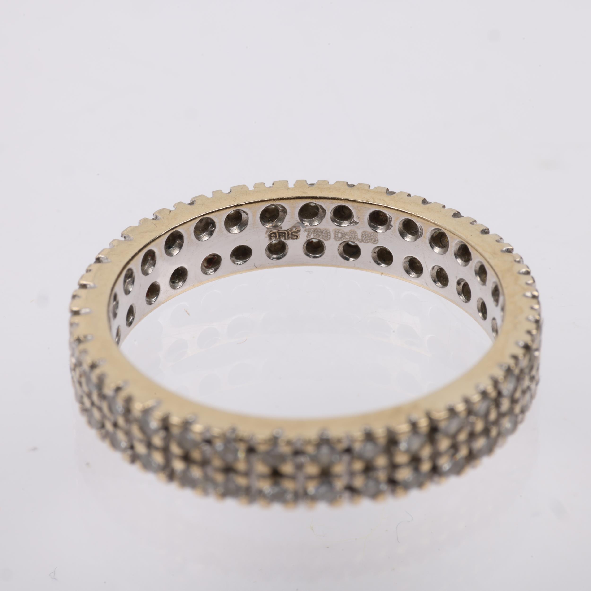 A modern 18ct white gold diamond double-row full eternity band ring, by Aris, set with modern - Image 3 of 4