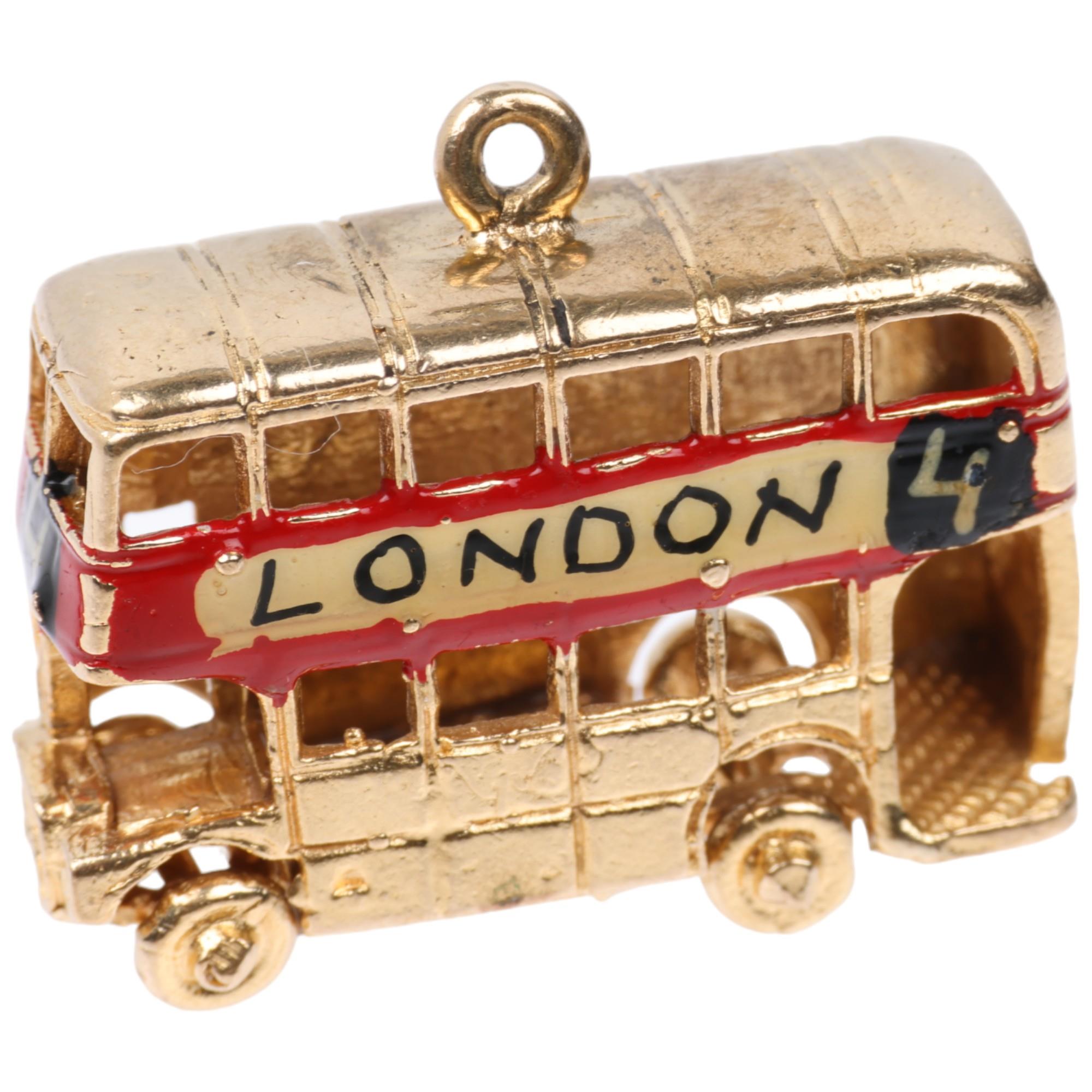 A late 20th century 9ct gold novelty London double-decker bus charm/pendant, maker GJ Ltd,