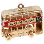 A late 20th century 9ct gold novelty London double-decker bus charm/pendant, maker GJ Ltd,