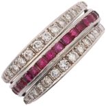 An Art Deco 'Day And Night' swivel eternity ring, half of central band channel set with calibre-