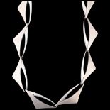 POUL WARMIND - a Danish modernist sterling silver geometric triangular panel necklace, 39cm, 24.7g