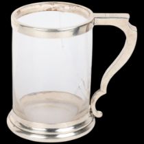 Capture Of Canton - a Victorian Scottish silver-mounted glass tankard mug, J&S Marshall, Edinburgh