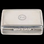 A George IV silver snuffbox, Edward Edwards, London 1835, rectangular form with engine turned