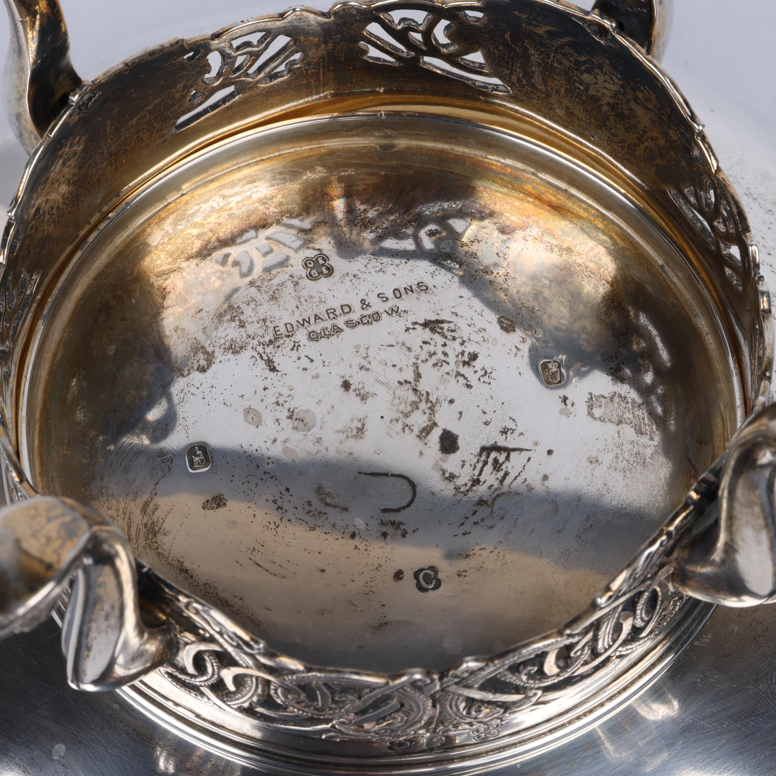 A George V Irish silver Celtic Revival pedestal bowl and stand, Edward & Sons, Dublin 1918, circular - Image 2 of 3