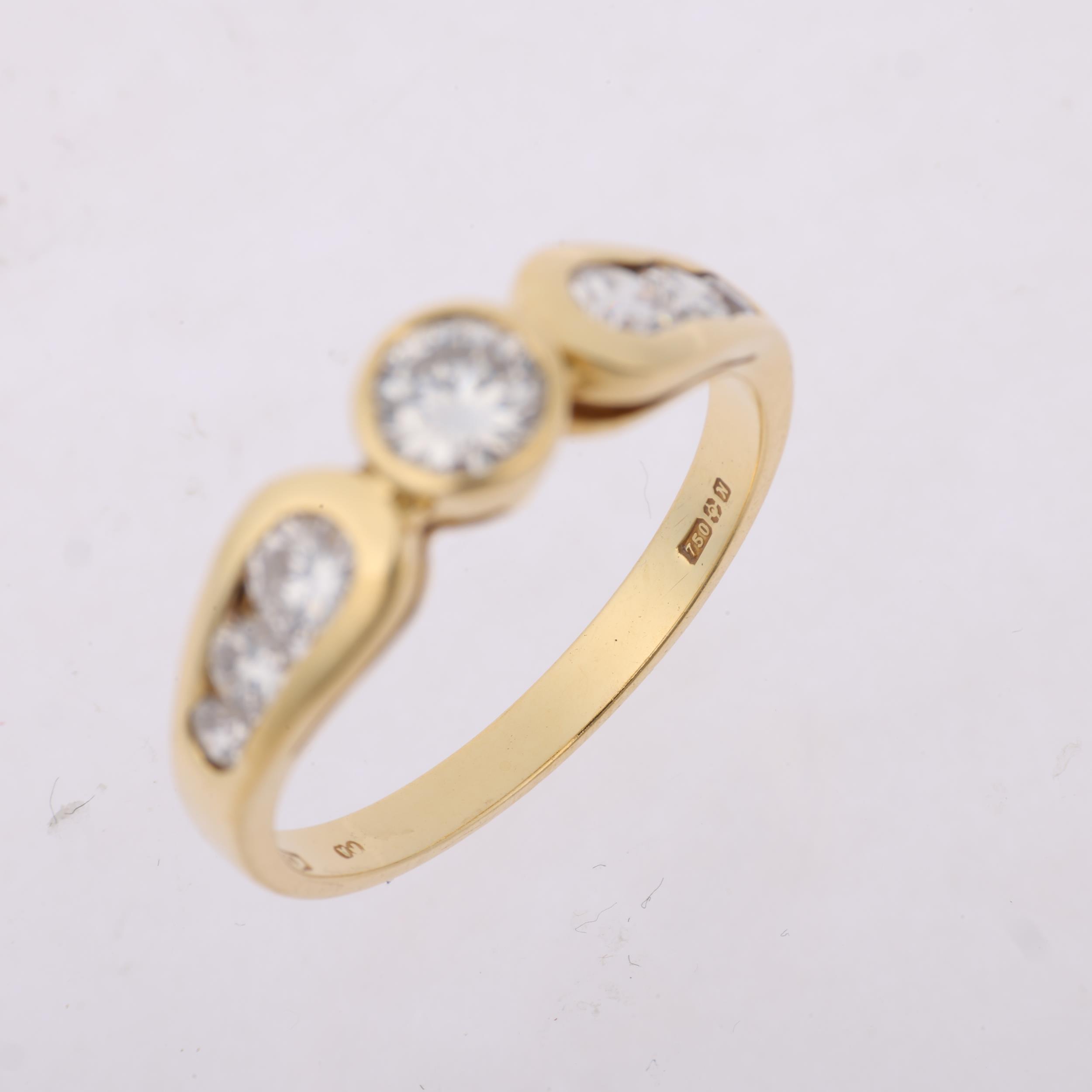 A late 20th century 18ct gold diamond dress ring, maker VJ, import London 1987, total diamond - Image 3 of 4