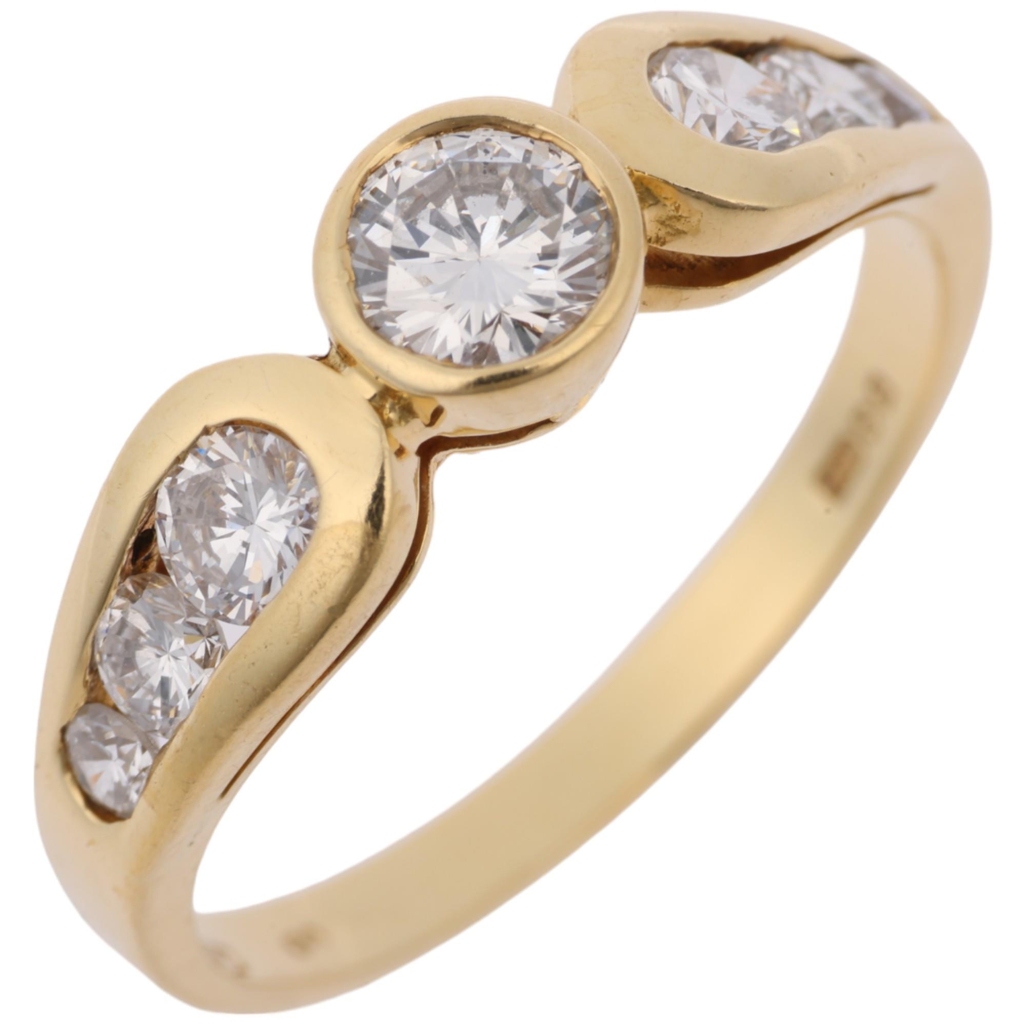 A late 20th century 18ct gold diamond dress ring, maker VJ, import London 1987, total diamond - Image 2 of 4