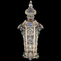A Fine 19th century French silver-gilt mounted glass and enamel scent bottle, Jean-Valentin Morel,