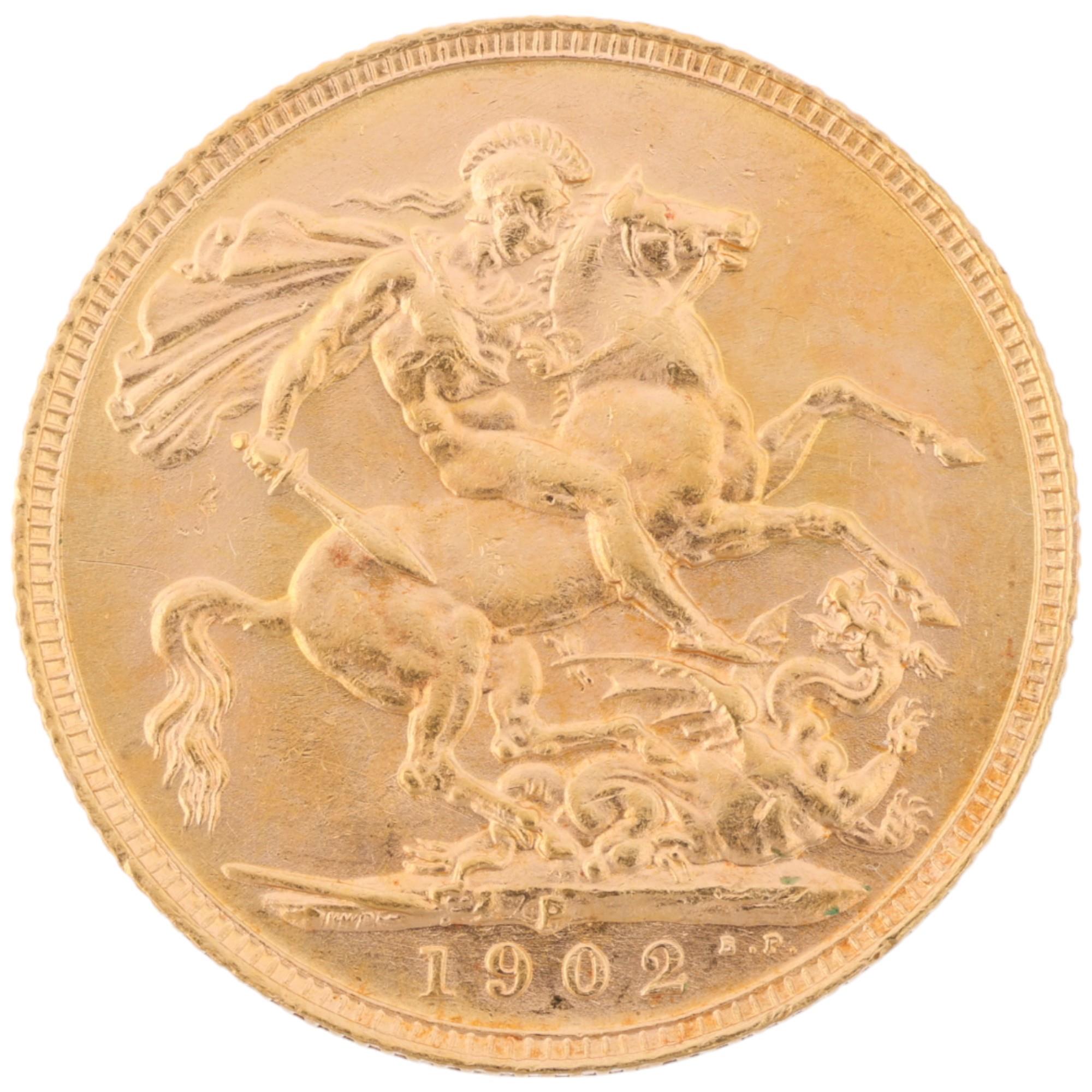 An Edward VII 1902 gold full sovereign coin, Perth Mint, 7.9g Condition Report: No damage, general