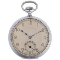 ZODIAC - an early 20th century nickel-cased open-face keyless pocket watch, silvered dial with
