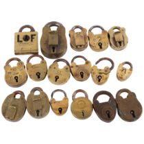 A collection of 19th century and later brass padlocks