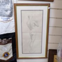 A pair of pencil drawings, still life studies, 65cm x 37cm overall, framed, both unsigned
