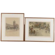 Cecil Aldin, 2 coloured prints, "news of the victory" (The Anchor Inn Liphook Surrey) and Gloucester