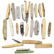 A collection of various Vintage pocket knives