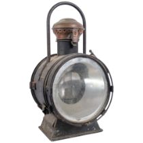A large early 20th century railway headlight lamp, H56cm