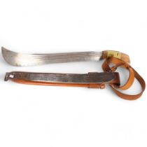 Cuban 2 machetes and a worked leather Cuban scabbard and belt