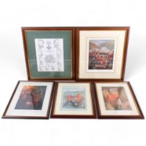 A selection of framed prints, all associated with Boer War, including "Wounded!" by Mark Churms,