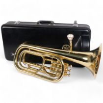 A Yamaha brass Tenor horn, model YBH301, serial no. 359546, in associated hardshell casing
