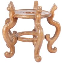 A Chinese carved wood large vase stand