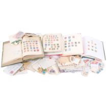 A quantity of worldwide and other albums of stamps, loose stamps, and an empty folder (boxful)