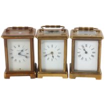A group of 3 brass-cased carriage clocks (all currently not in working order)