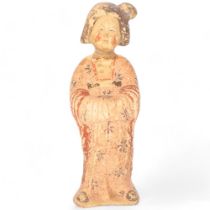 A Chinese painted plaster funery figure, H23cm