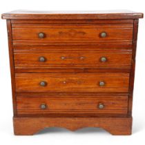 An early 20th century stained wood 4-drawer table-top collector's chest, 42cm x 40.5cm x 26cm