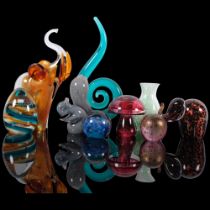 A group of Art glass, including Wedgwood squirrel, H13cm, a Murano elephant (A/F), Isle of Wight